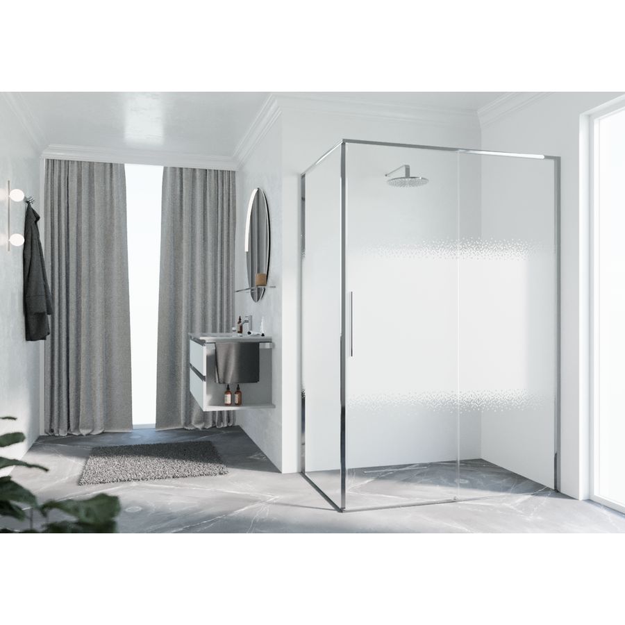 Zijwand RIGA F2P links 1075-1090x2000mm Rose-1 motief profiel chroom