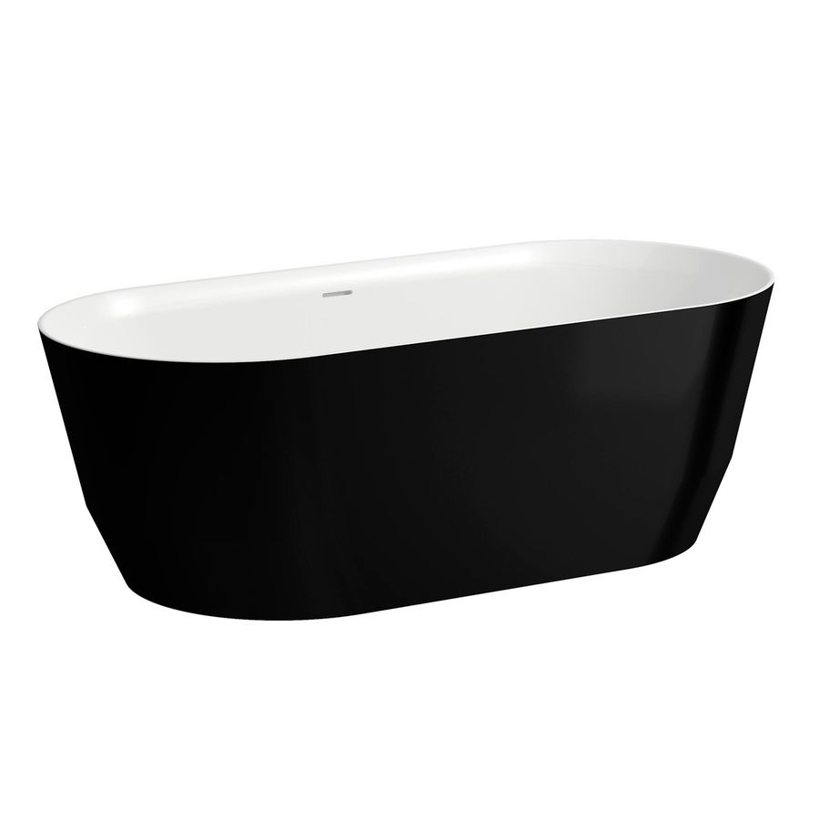 Bad vrijstaand 1650x750 zwart glossy-wit glanzend