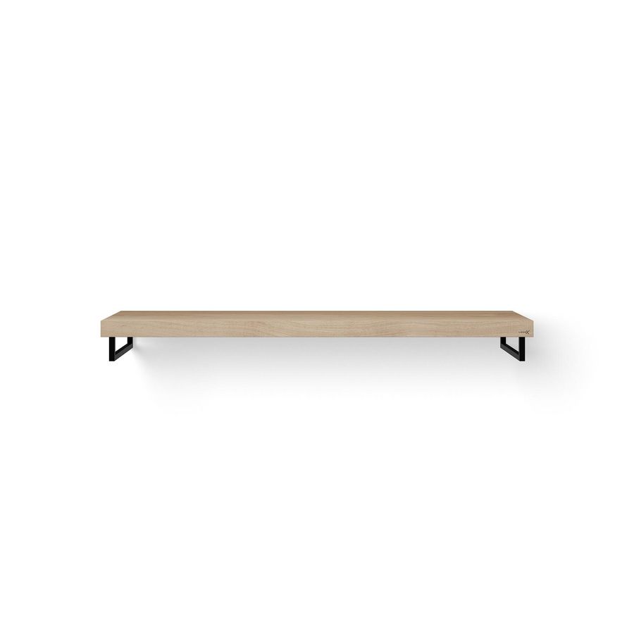 Wastafelblad Solo Wood eiken 160cm zwart 2x handdoekhouder