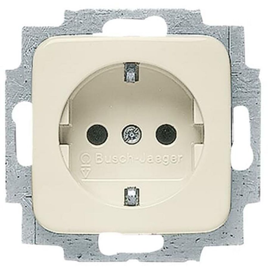 Wandcontactdoos randaarde Centraalplaat inbouw SI creme wit (20 EUC-212-503)