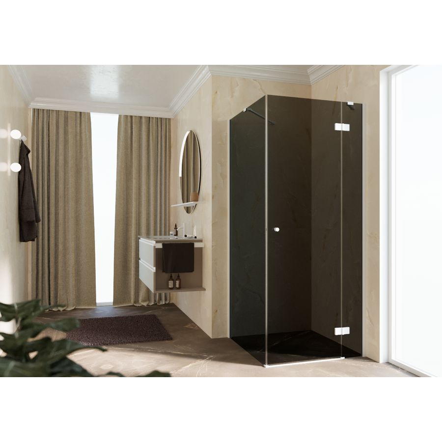 Draaideur NH -A/G  tbv zijwand  100 links verst.970-990x2000mm glas grijs profielkleur wit mat