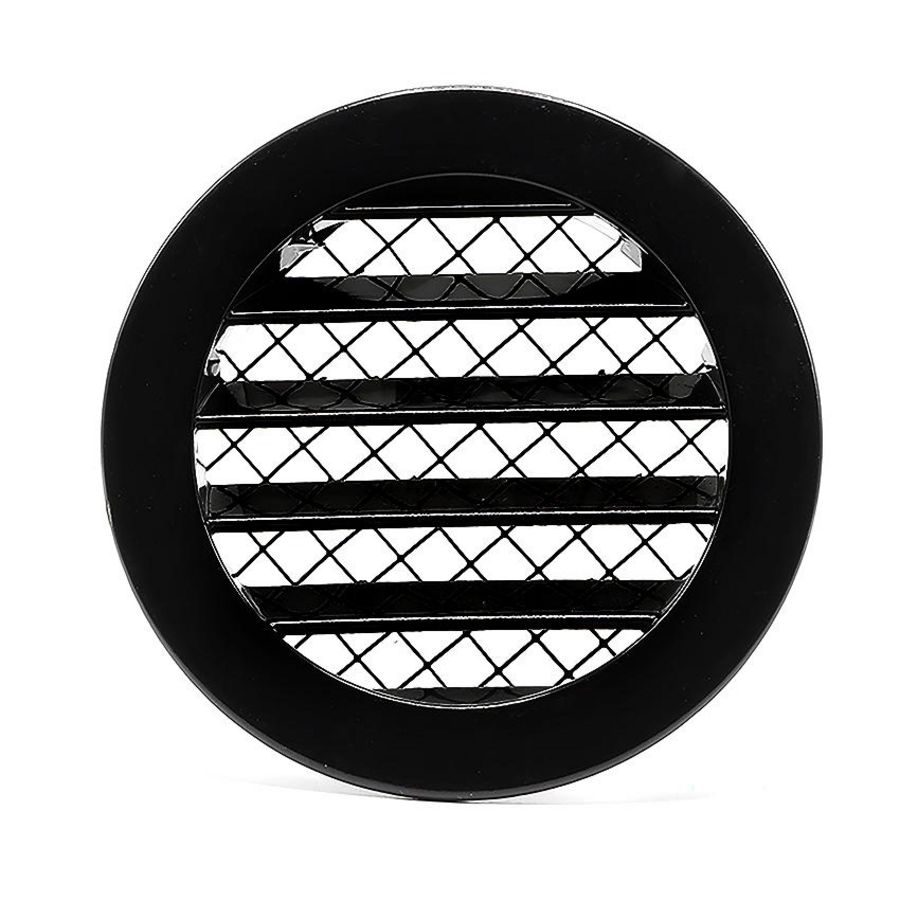 ALU schoepenrooster+grofmazig gaas Ø125mm zwart