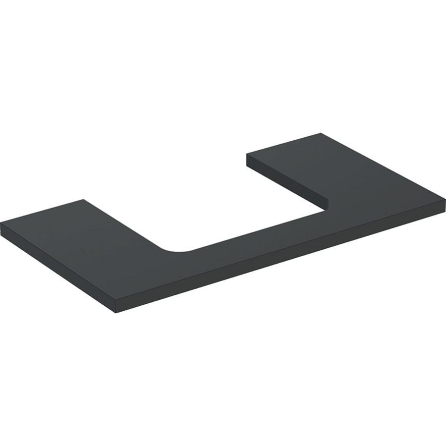 Wastafelblad voor opzetwastafel 75cm lava mat uitsparing rechthoekig gecentreerd ONE