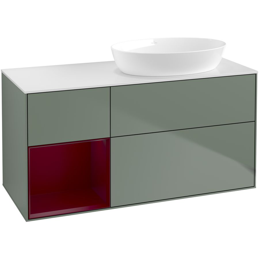 Wastafelonderkast Finion 1200x603x501mm Olive Matt Lacquer FA41HBGM