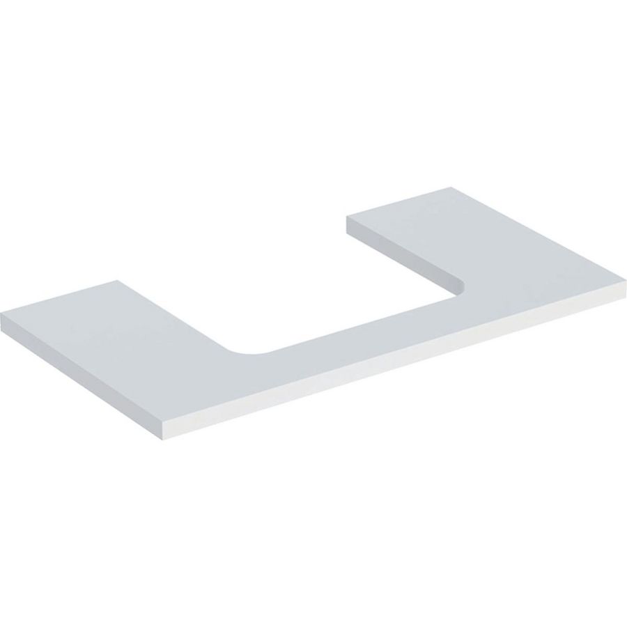 Wastafelblad voor opzetwastafel 75cm mat wit uitsparing rechthoekig gecentreerd ONE