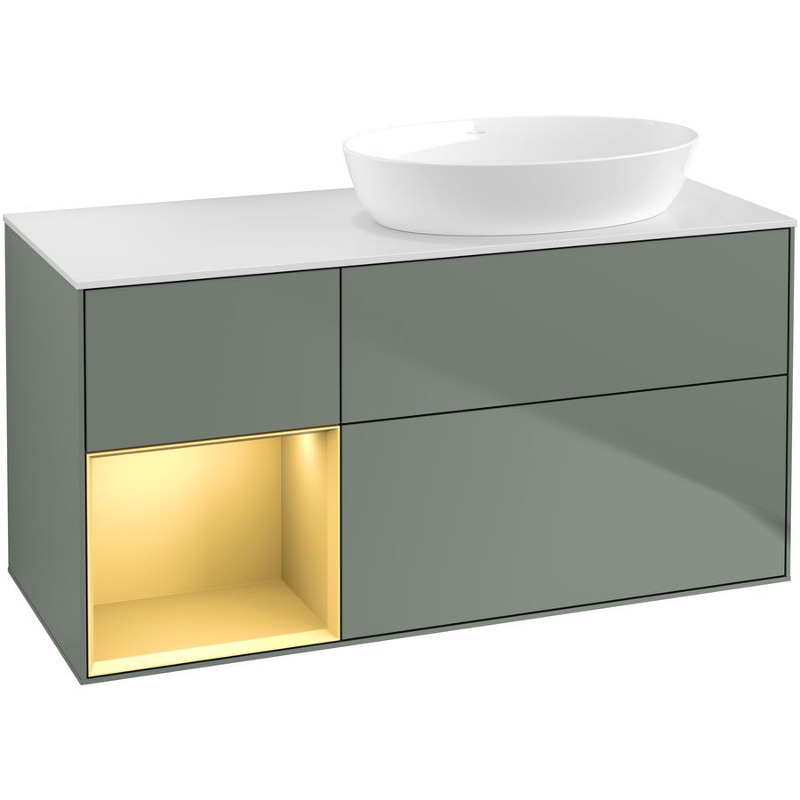 Wastafelonderkast Finion 1200x603x501mm Olive Matt Lacquer FA41HFGM