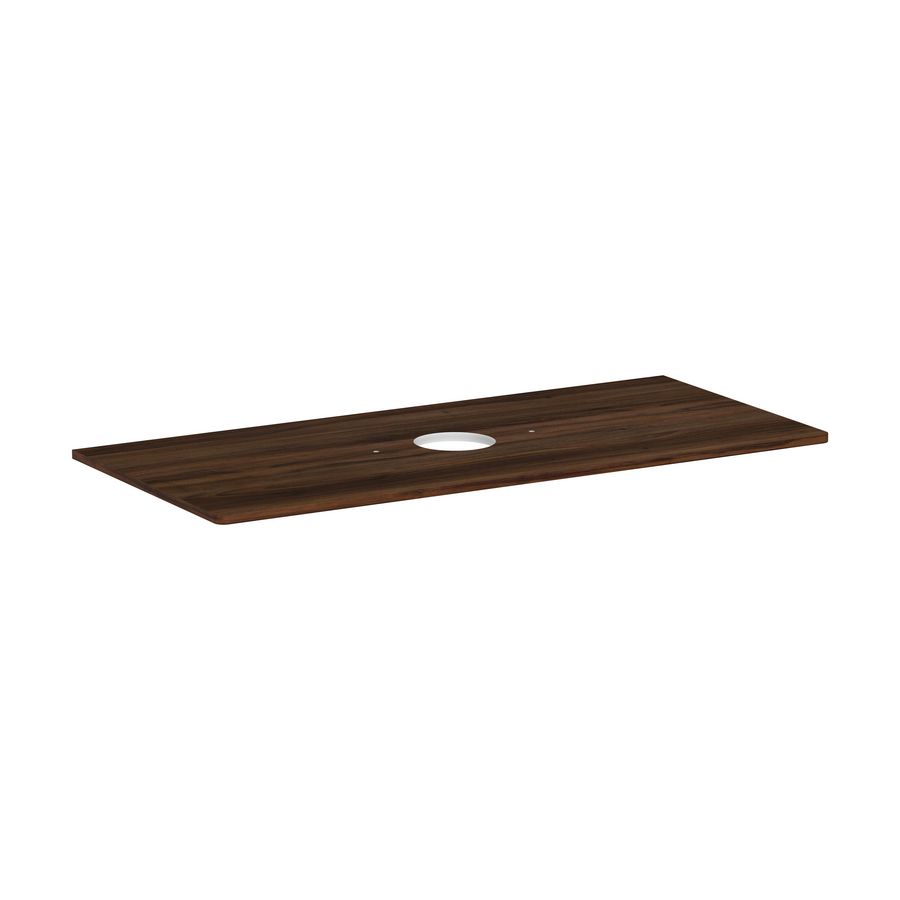 Console / wastafelblad 1180x550mm Dark Walnut met middenuitsparing tbv waskom zonder kraangat Xelu Q 54115630
