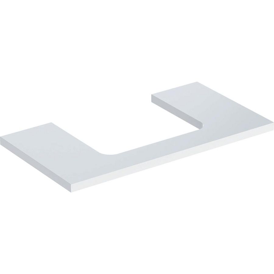 Wastafelblad voor opzetwastafel 75cm wit hoogglans uitsparing rechthoekig gecentreerd ONE