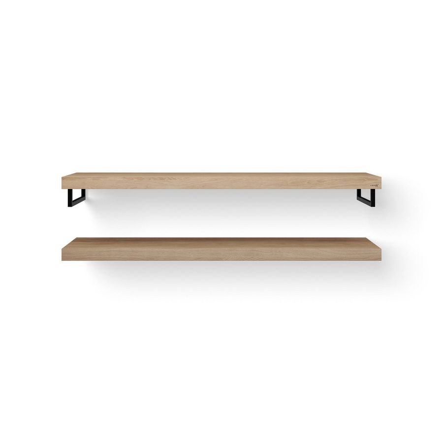 Wastafelblad-set Duo Wood eiken 160cm ophanging zwart