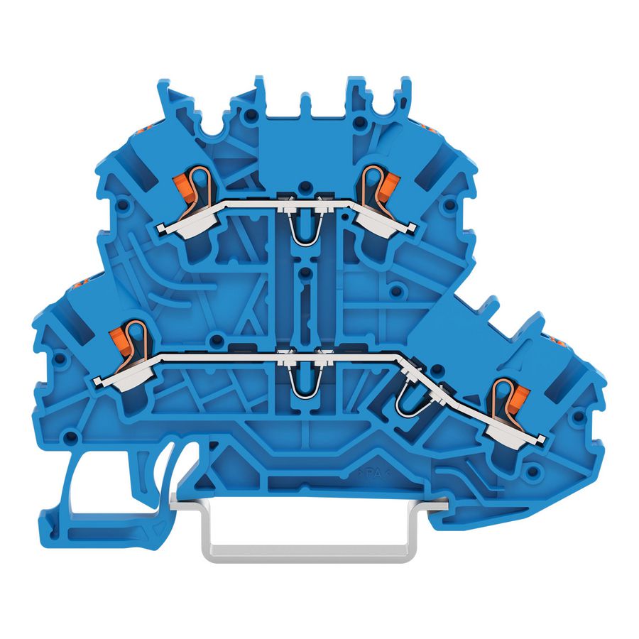 2-etageklem Met drukknop Rijg-/rijgklem blauw VVE=50