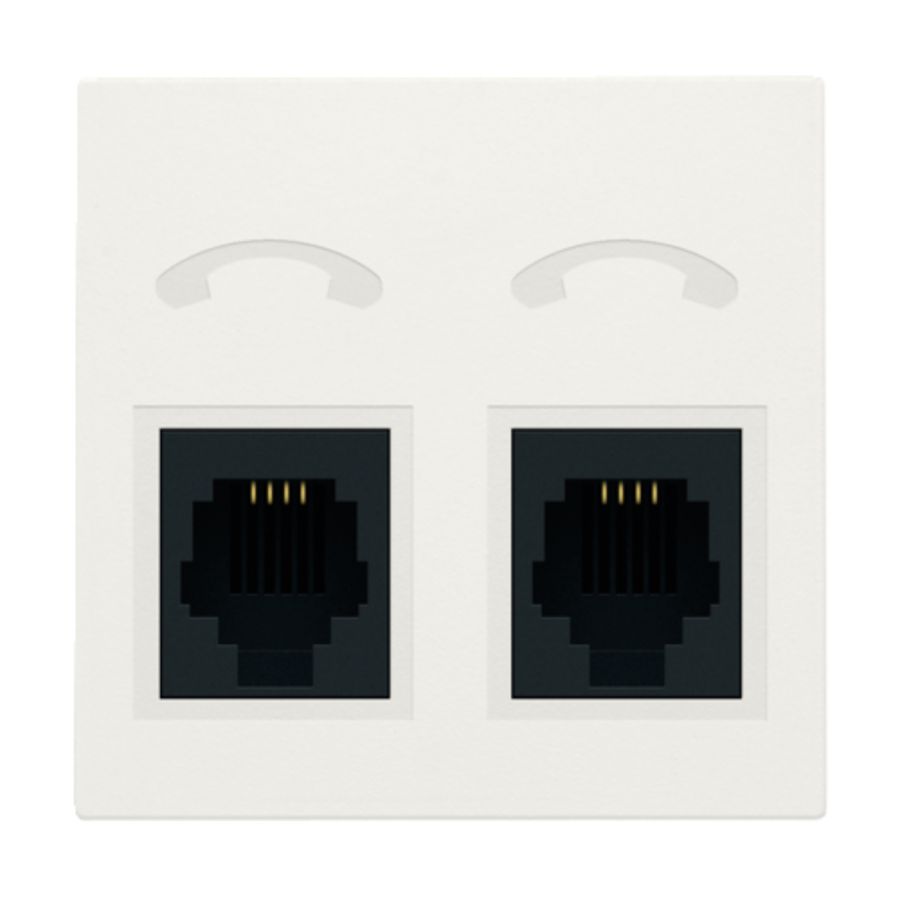 Afwerkingsset telefooncontactdoos 2 RJ11-contacten white