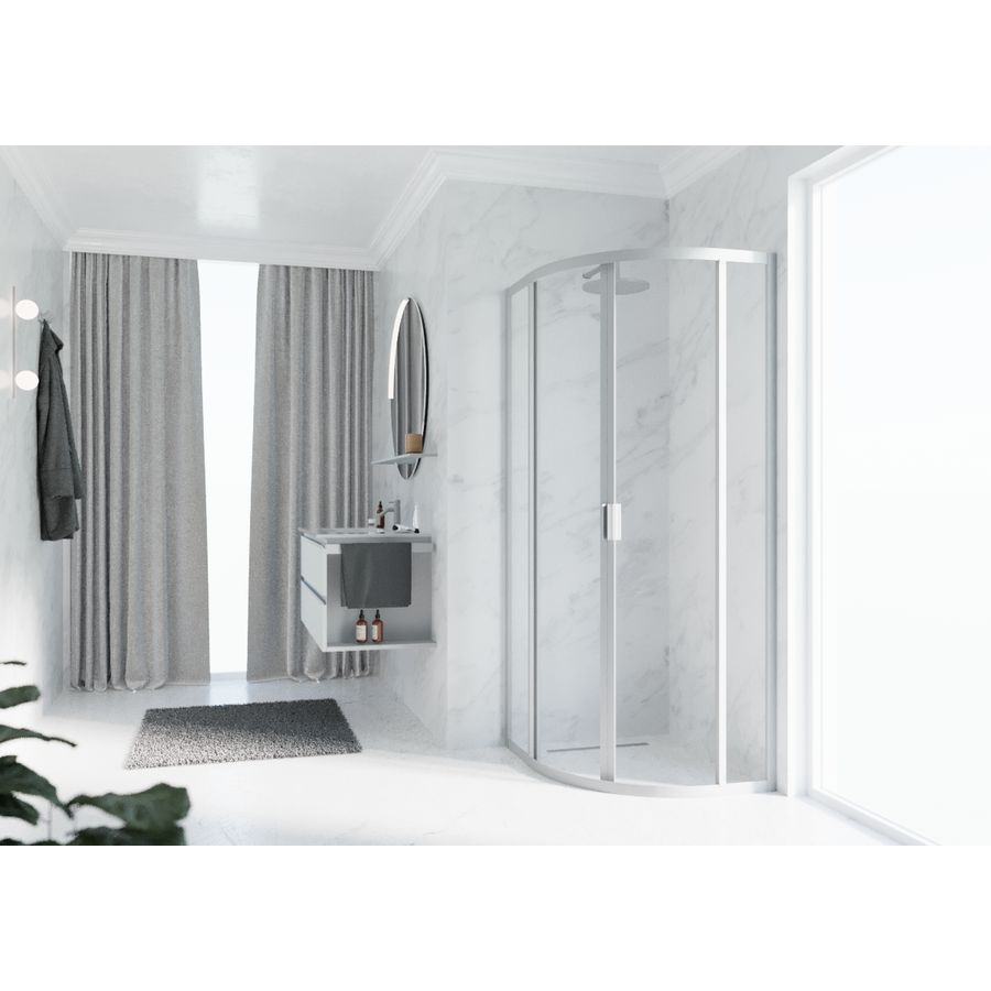 Douchewand Lunes 2.0 R kwartrond 1000-1000x1950mm glas lunes 2 profiel zilver mat