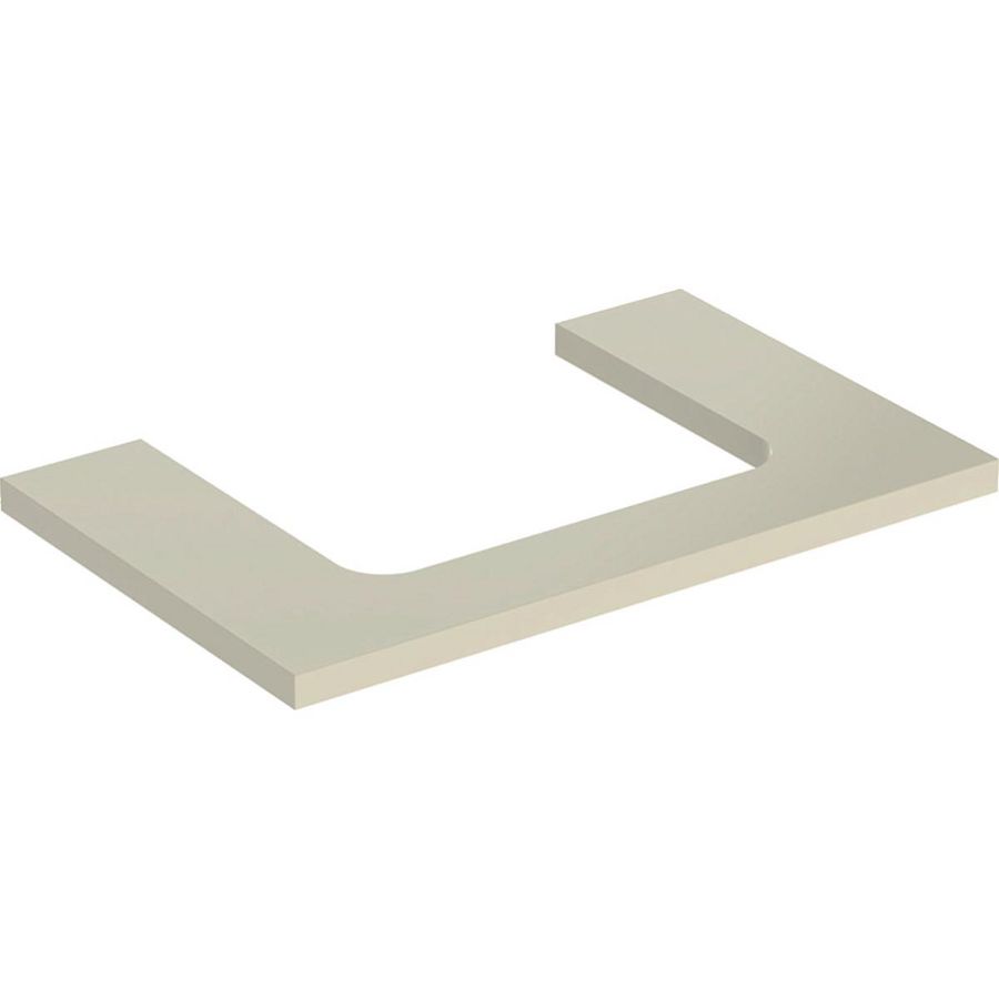 Wastafelblad voor opzetwastafel 75cm zandgrijs hoogglans uitsparing rechthoekig gecentreerd ONE