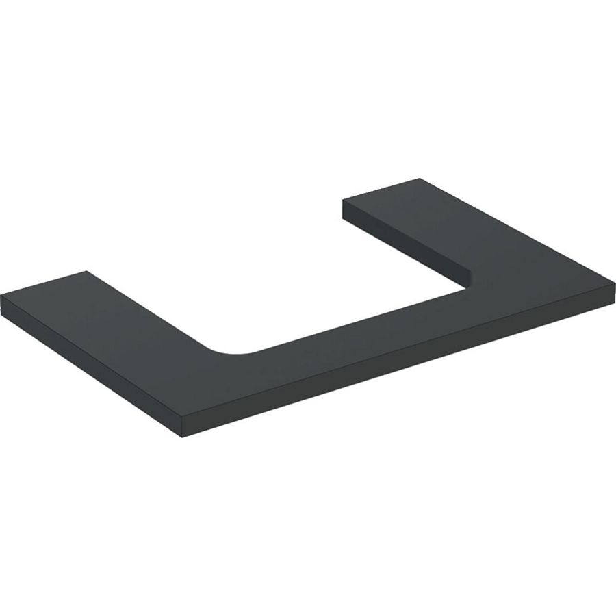 Wastafelblad voor opzetwastafel 75cm lava mat uitsparing rechthoekig gecentreerd ONE
