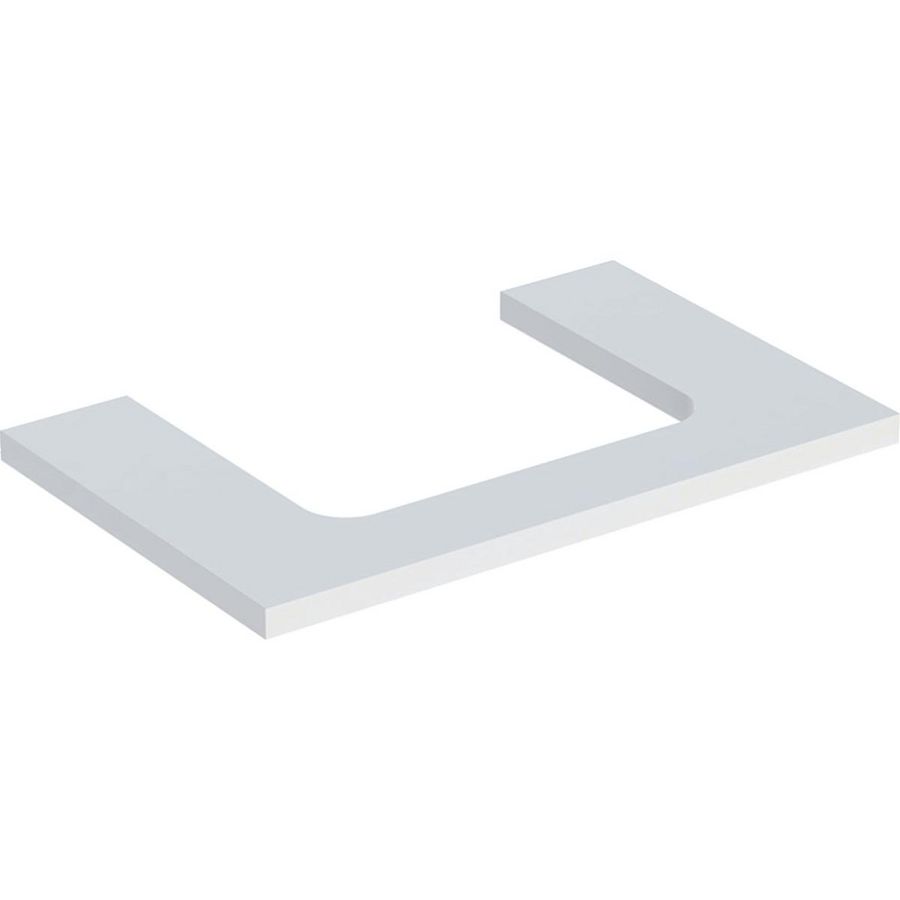 Wastafelblad voor opzetwastafel 75cm mat wit uitsparing rechthoekig gecentreerd ONE