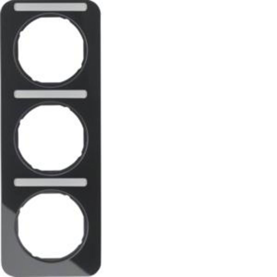 Afdekraam 3-v vert. met tekstveld berker R.1 zwart glans