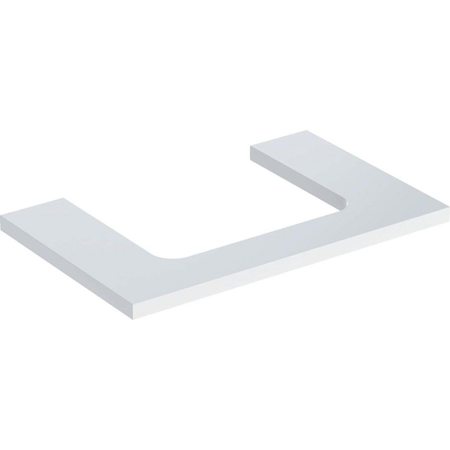 Wastafelblad voor opzetwastafel 75cm wit hoogglans uitsparing rechthoekig gecentreerd ONE