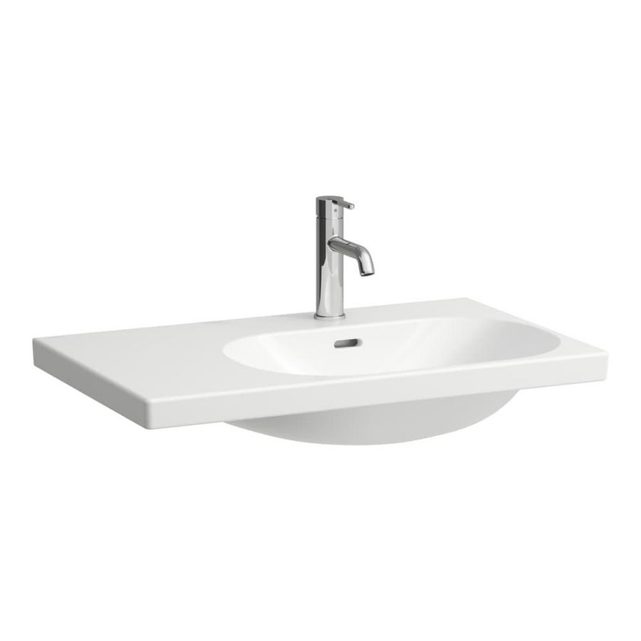 Wastafel LUA 75x46cm asyme afleg Li -kraangat +overl wit