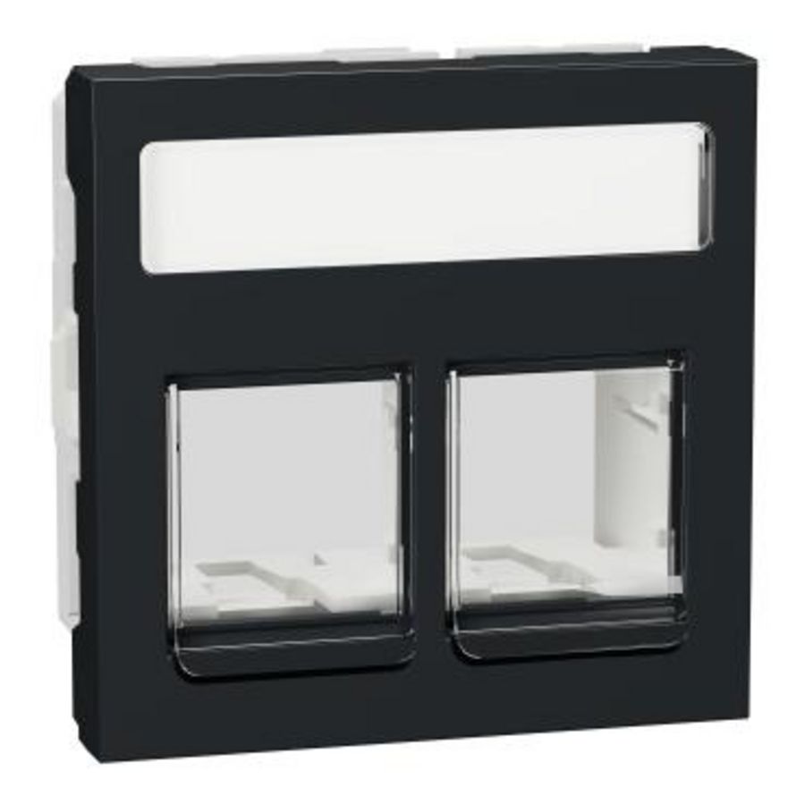RJ45 2V DPM Vlak Stofschuif Label Antraciet Unica