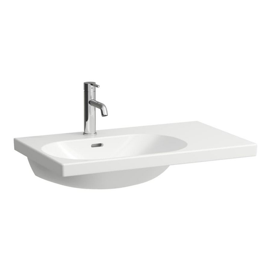 Wastafel LUA 75x46cm asyme afleg Re +kraangat +overl wit