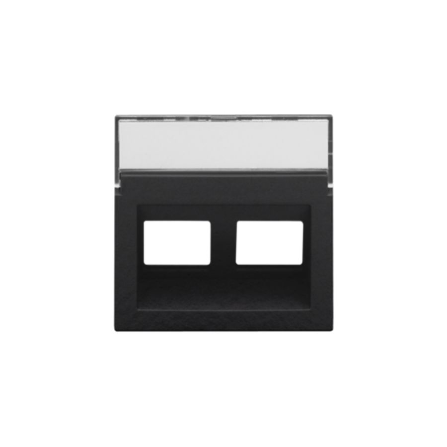 Centraalplaat data 2x RJ schuine uitgang piano black coated