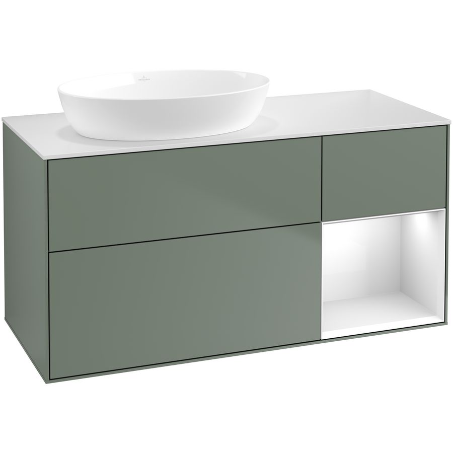 Wastafelonderkast Finion 1200x603x501mm Olive Matt Lacquer FA51GFGM