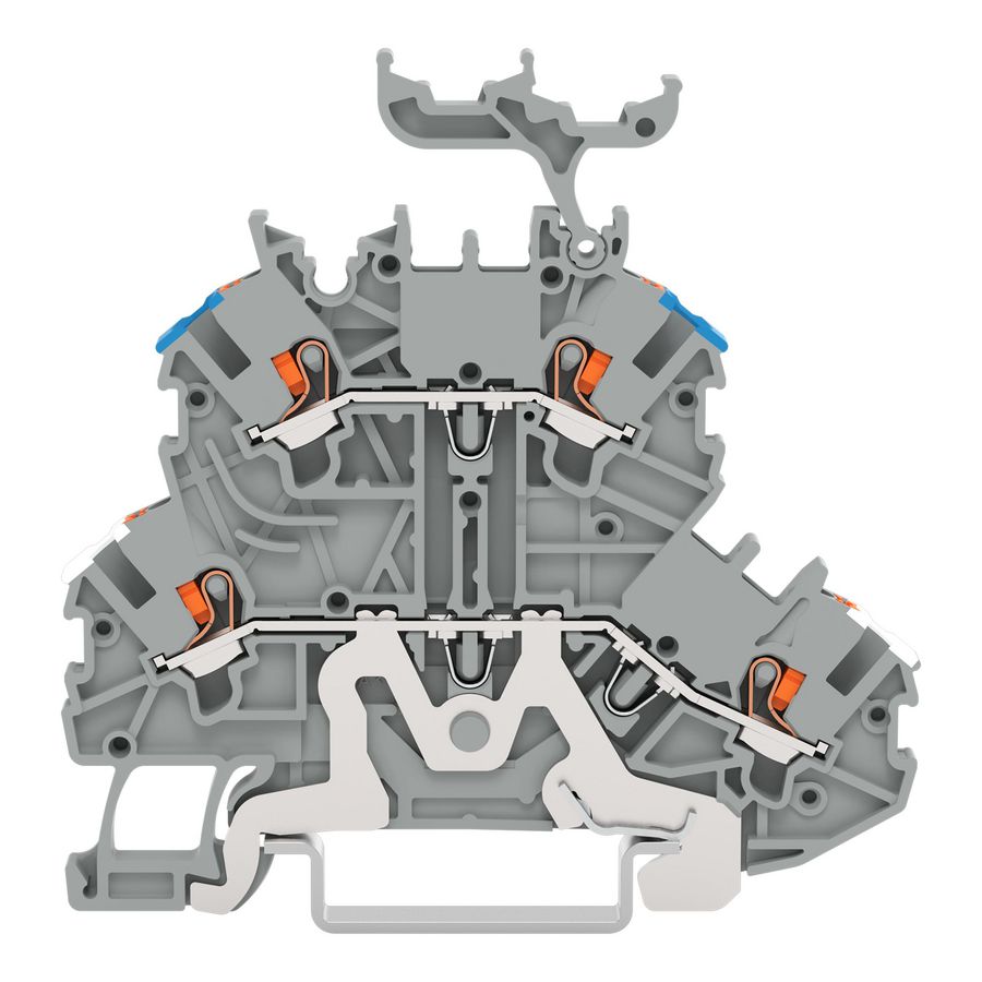 2-etageklem Afscherm-/rijgklem Met drukknop grijs VVE=50