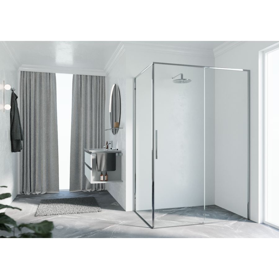 Zijwand RIGA F2P links 1075-1090x2000mm helder glas profiel chroom