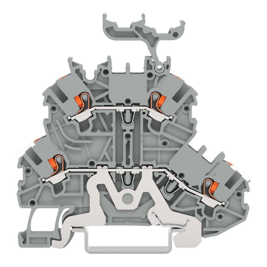 2-etageklem Afscherm-/rijgklem Met drukknop grijs VVE=50