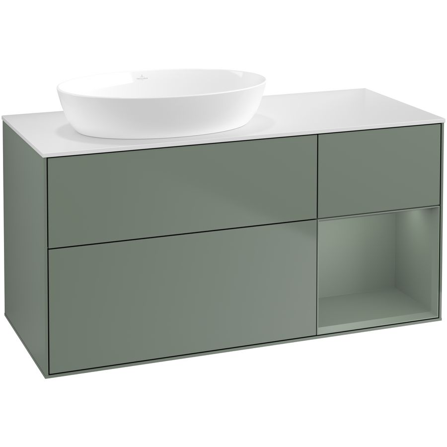 Wastafelonderkast Finion 1200x603x501mm Olive Matt Lacquer FA51GMGM