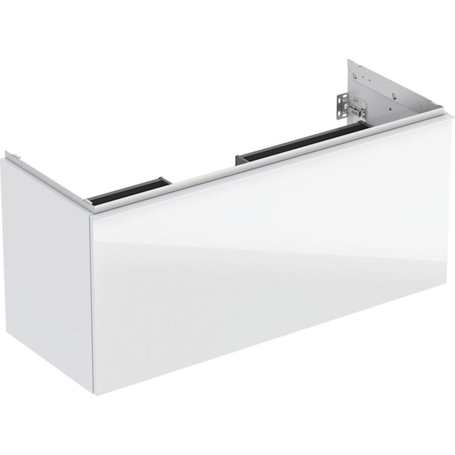 Wastafelonderkast Acanto 1 lade 1 binnenlade B120 Wit glas