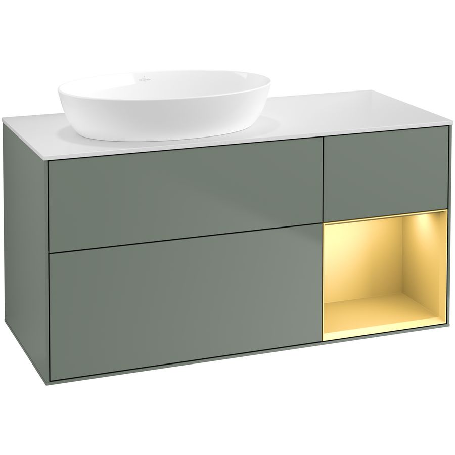 Wastafelonderkast Finion 1200x603x501mm Olive Matt Lacquer FA51HFGM