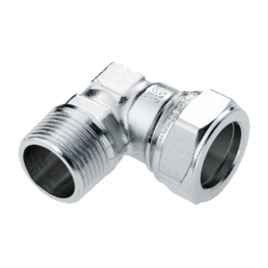 Kniekoppeling 3/8" bt. x 15mm knel vernikkeld