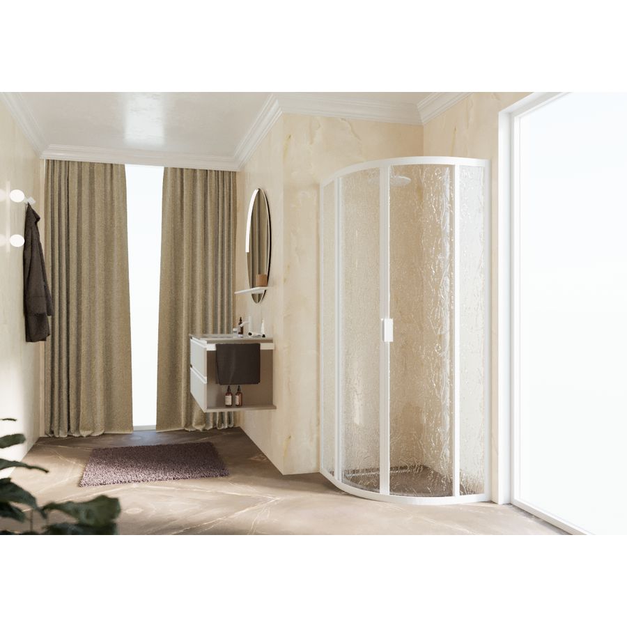Douchewand Lunes 2.0 R kwartrond 1000-1000x1950mm glas aqua profiel wit