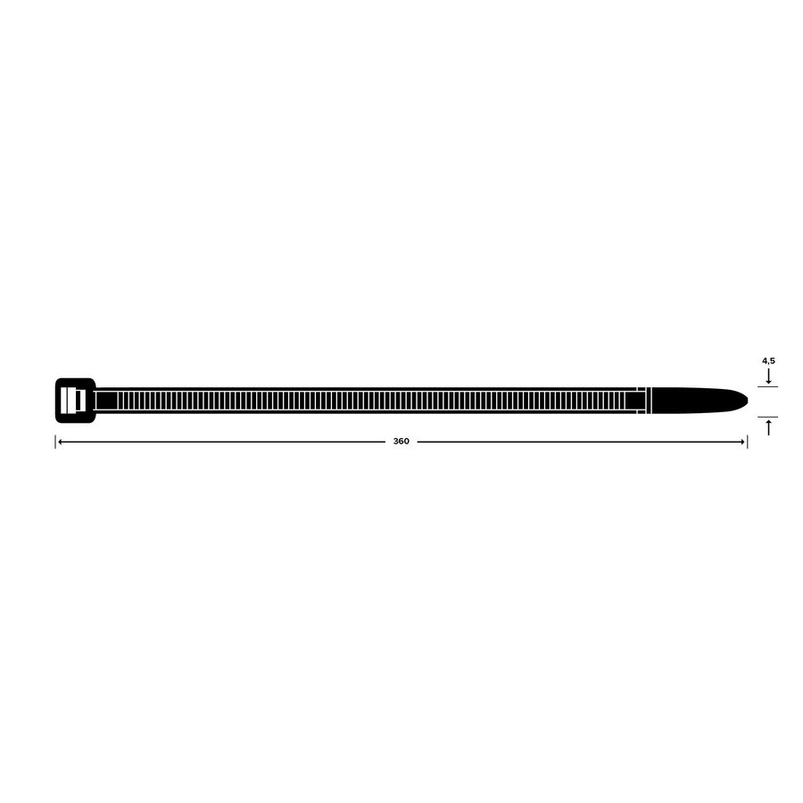 Zak a 100st. trekbandjes 360X4,5mm zwart