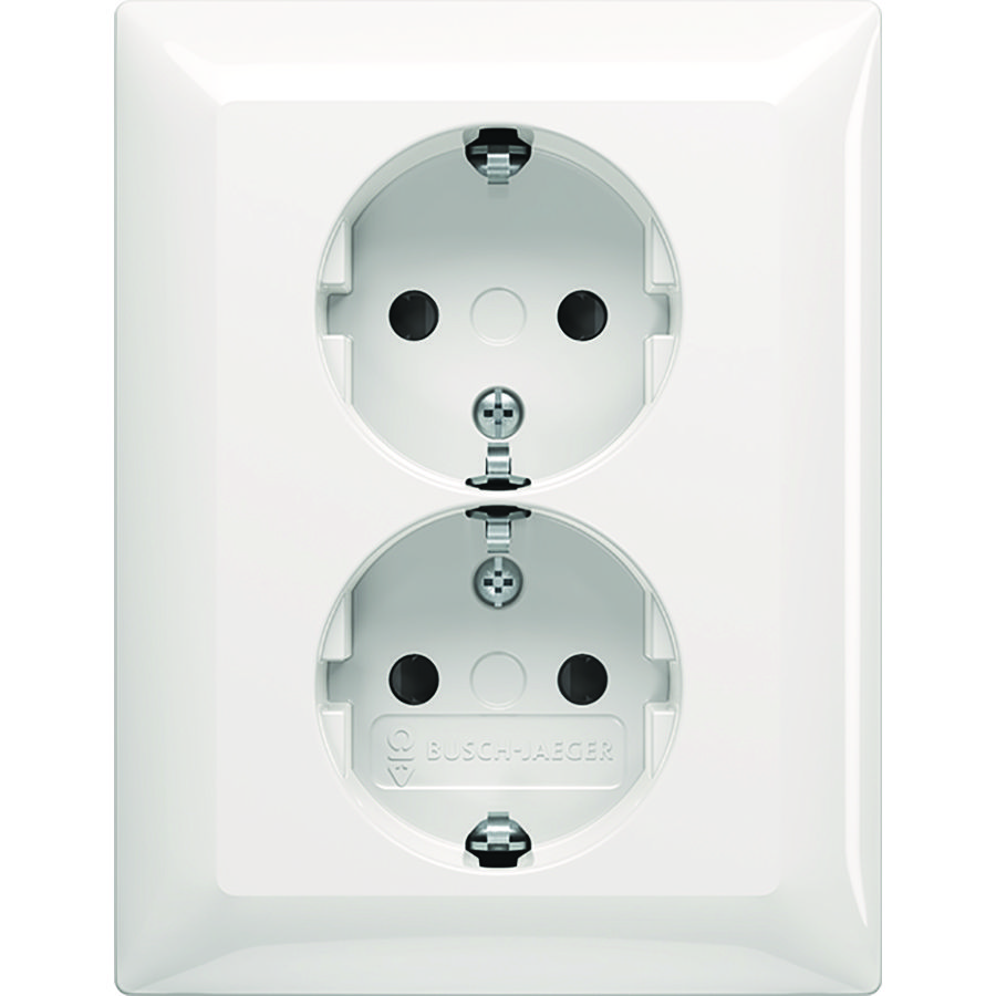 Wandcontactdoos randaarde dubbel kv inbouw SI-B -alpin wit