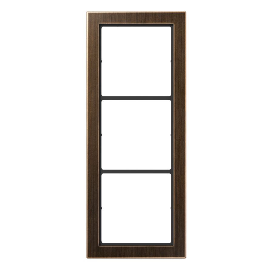 Afdekraam 3-voudig Flat Design messing ant.