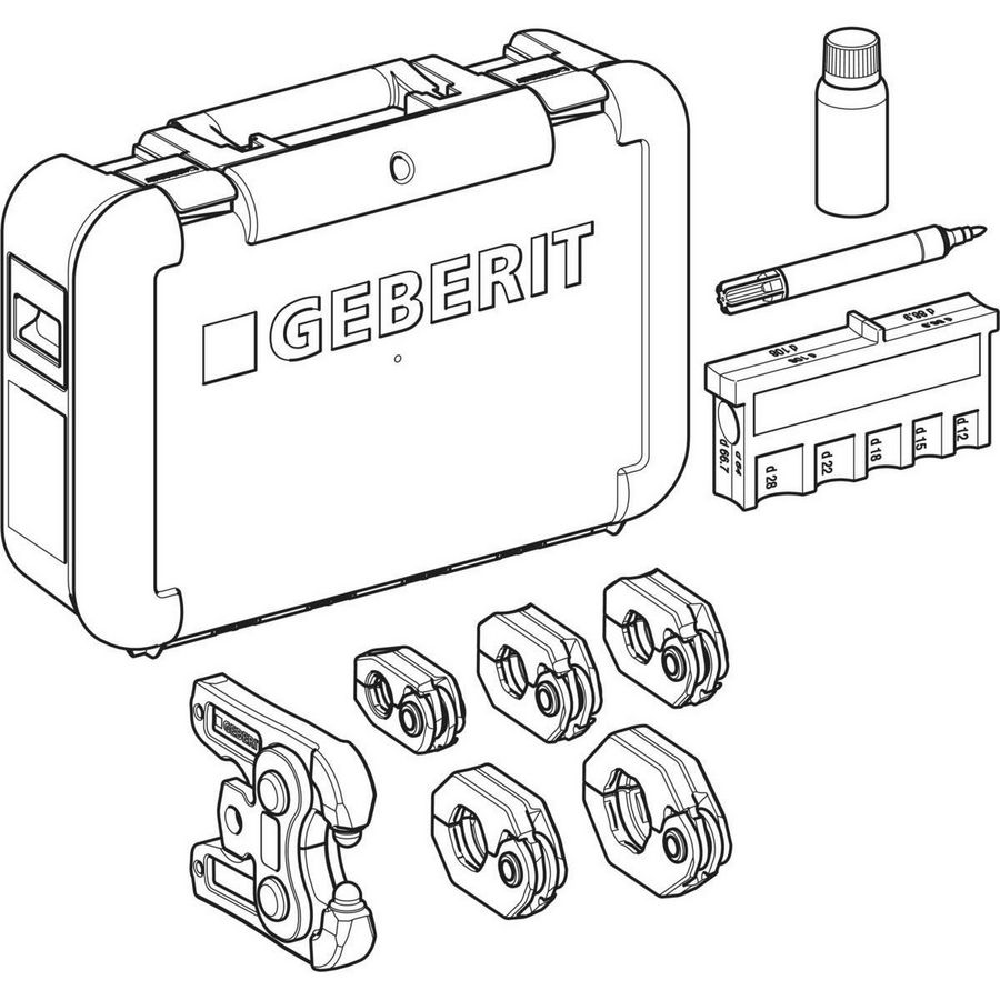 Mapress set zwenk-adapter + persringen 15/18/22/28/35mm in koffer