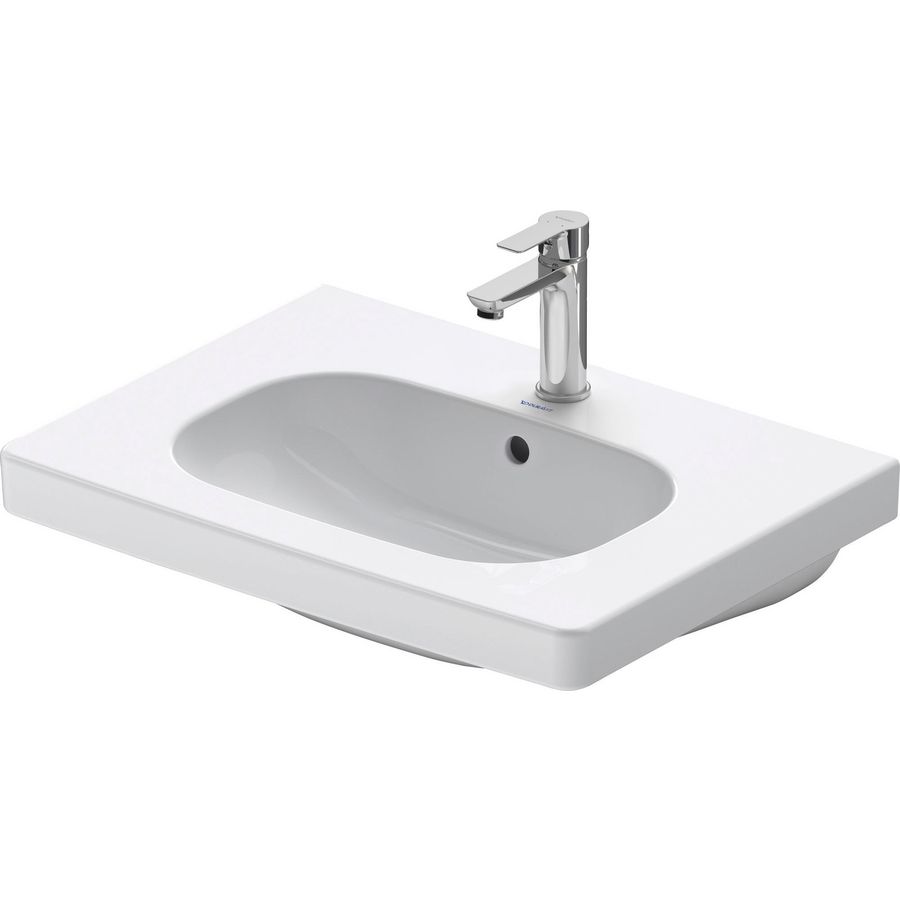 D-CODE #034265 wastafel 650mm wit met kraangat met overloop