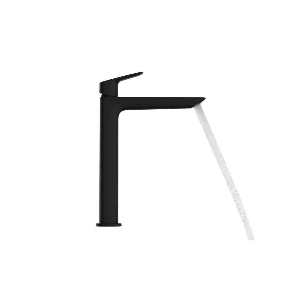 Logis 1-hendel wastafelkraan 240 voor waskommen met trekwaste mat zwart