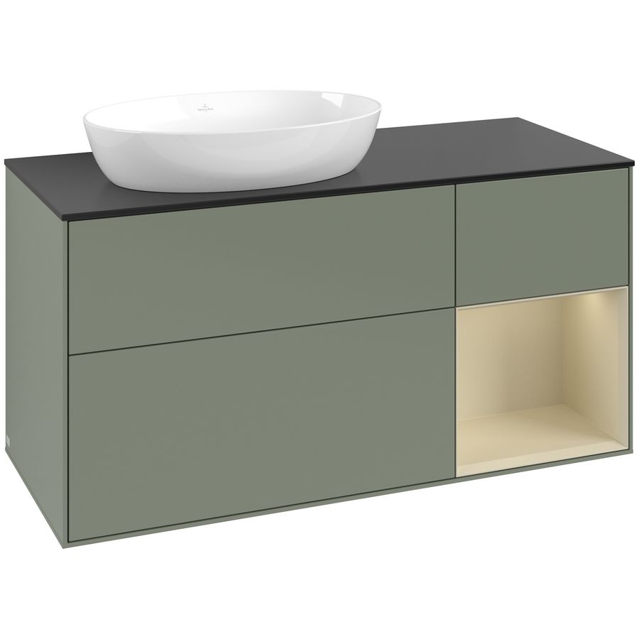 Wastafelonderkast Finion 1200x603x501mm Olive Matt Lacquer FA52HJGM