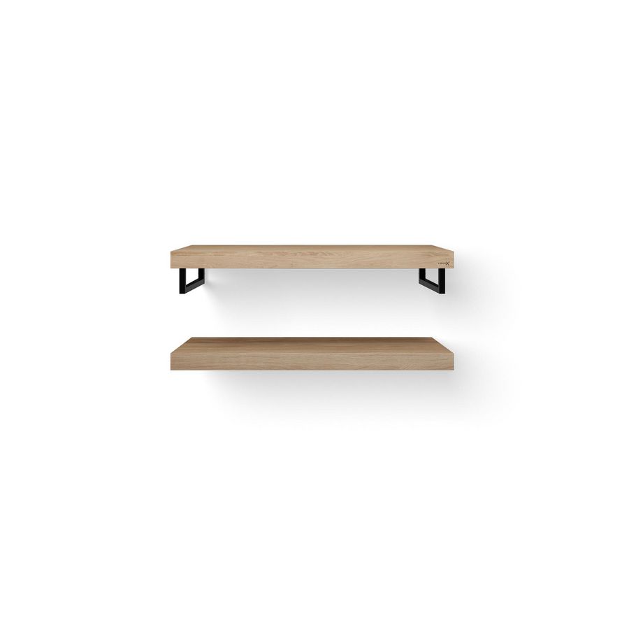 Wastafelblad-set Duo Wood eiken 100cm ophanging zwart