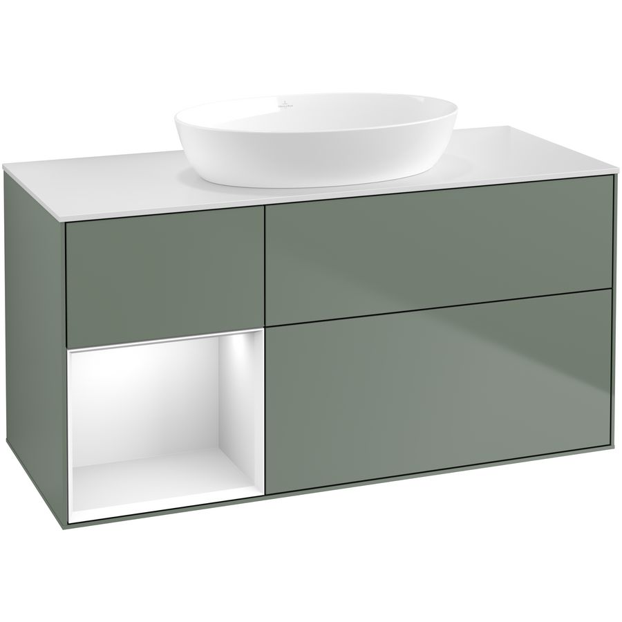 Wastafelonderkast Finion 1200x603x501mm Olive Matt Lacquer FA61GFGM