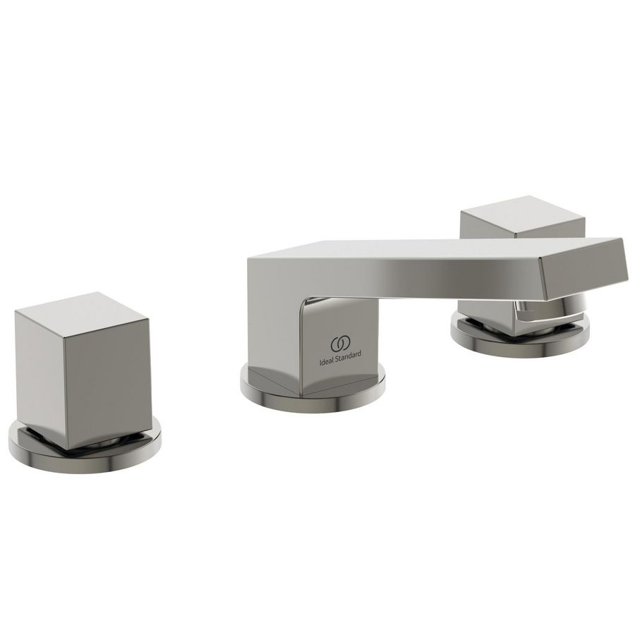 Wastafelmengkraan 3-gats 5l/min m. waste silver storm (rvs-look) Extra