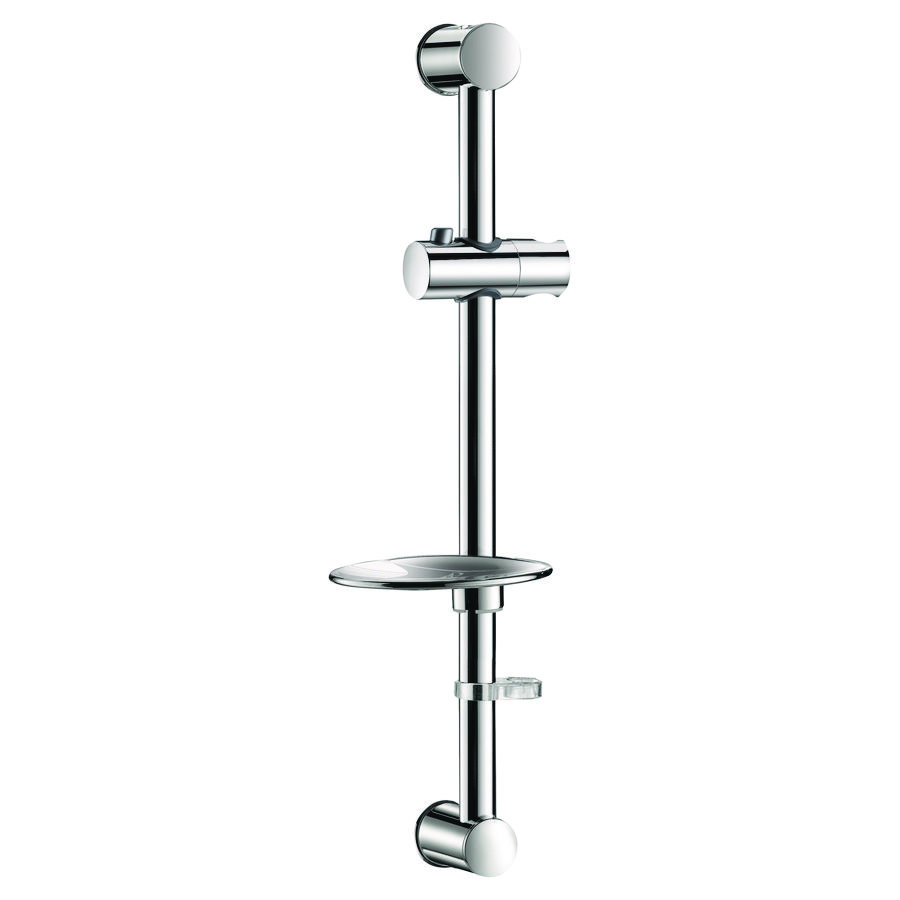 Glijstang L=58cm chroom inkortb. met  glijstuk + zeepschaal
