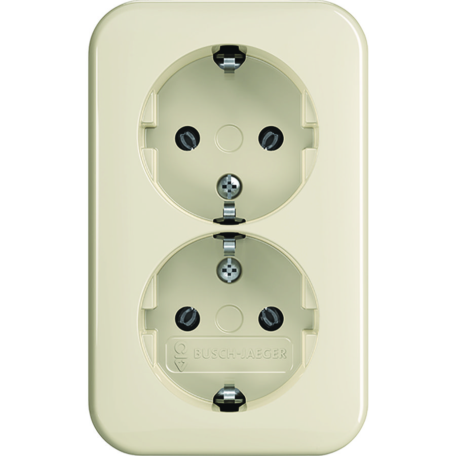 Wandcontactdoos ra dubbel opb AP creme