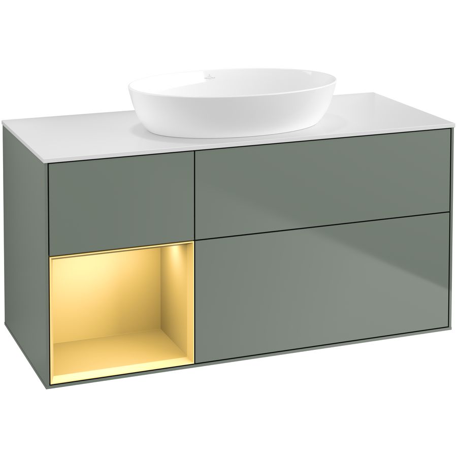 Wastafelonderkast Finion 1200x603x501mm Olive Matt Lacquer FA61HFGM