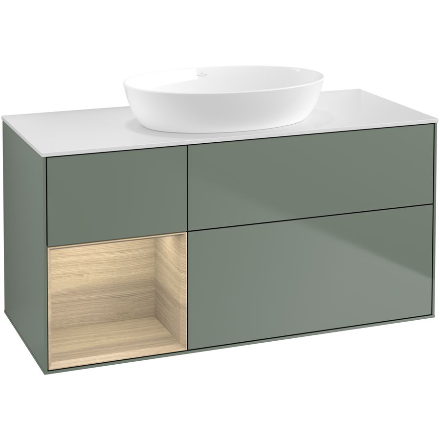 Wastafelonderkast Finion 1200x603x501mm Olive Matt Lacquer FA61PCGM