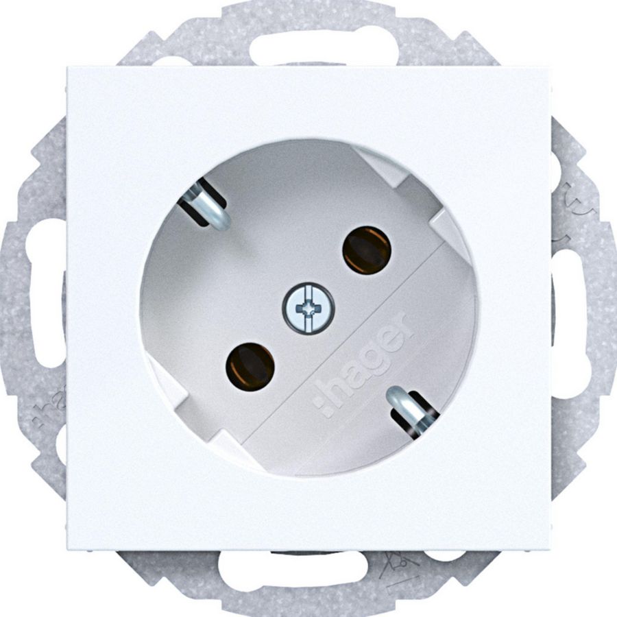 SCHUKO-wandcontactdoos 45gr., steekkl., A.x/C.x, lichtwit gl