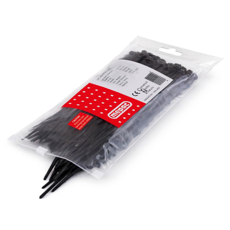 Zak a 100st. trekbandjes 100X2,5mm zwart